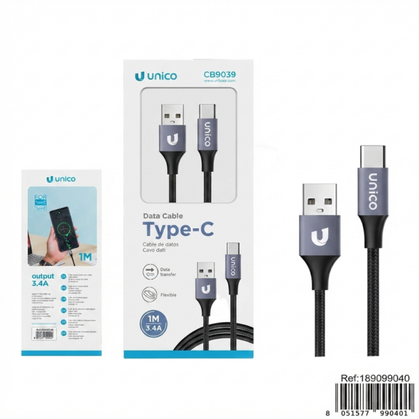 Cable de Carga Tipo C Trenzado 1 Metro Diverphone Distribuidor Repuestos Acesorios Xiaomi