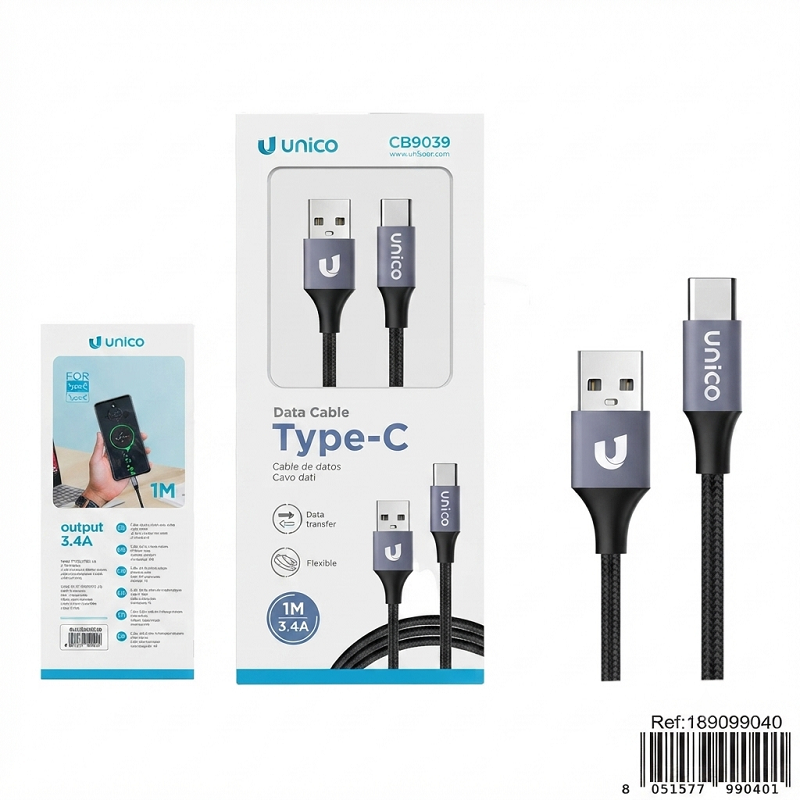 Cable de Carga Tipo C Trenzado 1 Metro Diverphone Distribuidor Repuestos Acesorios Xiaomi
