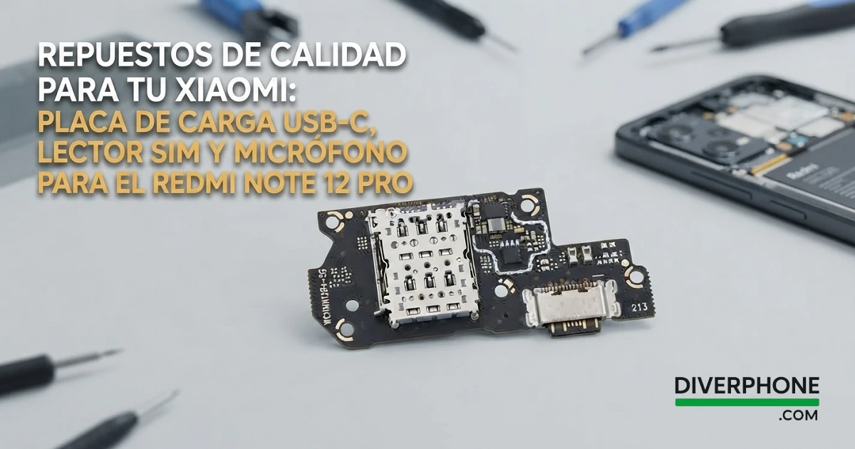 Repuestos de calidad para tu Xiaomi placa decarga usb c lector sim y microfono para el Redmi Note-12 Pro - Diverphone ventas repuestos acesorios Xiaomi en España